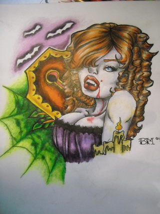 Illustration for article titled The Loveliness That Will Not Die: Sexy Vampire Pin-Up Art